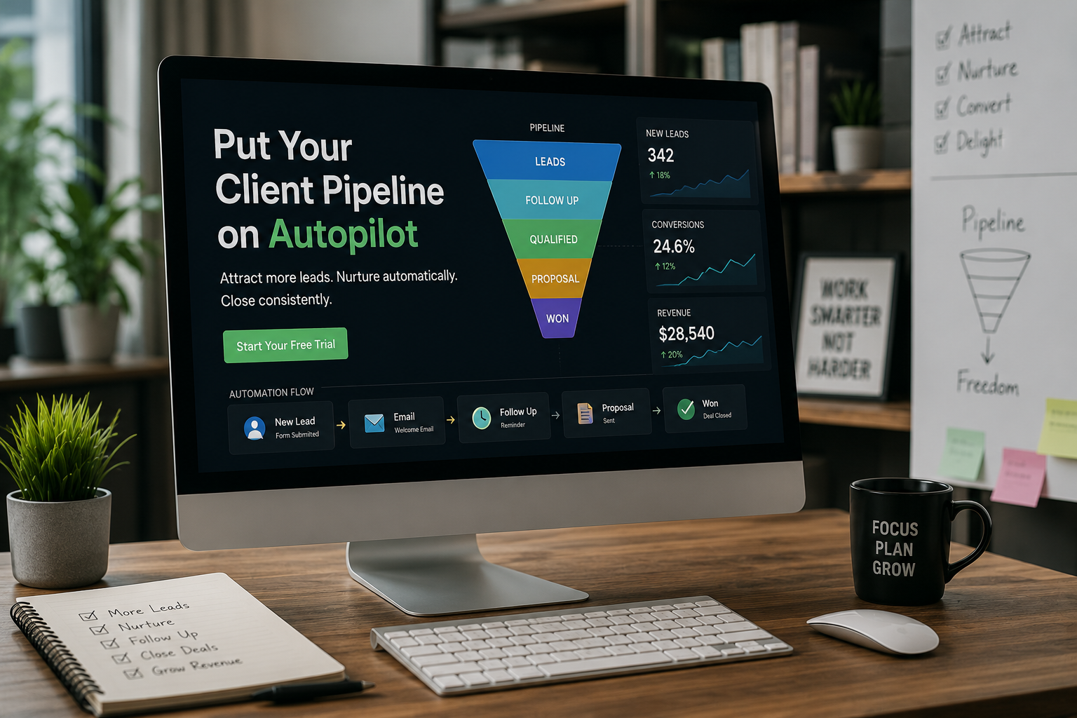 CRM dashboard business automation